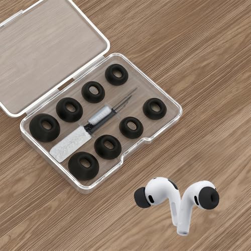 WIQVFYHO Pontas de espuma de memória para AirPods Pro 3, pontas auriculares de substituição antiderrapantes com kit de limpeza, encaixe no estojo de carregamento, pontas auriculares suaves com redução