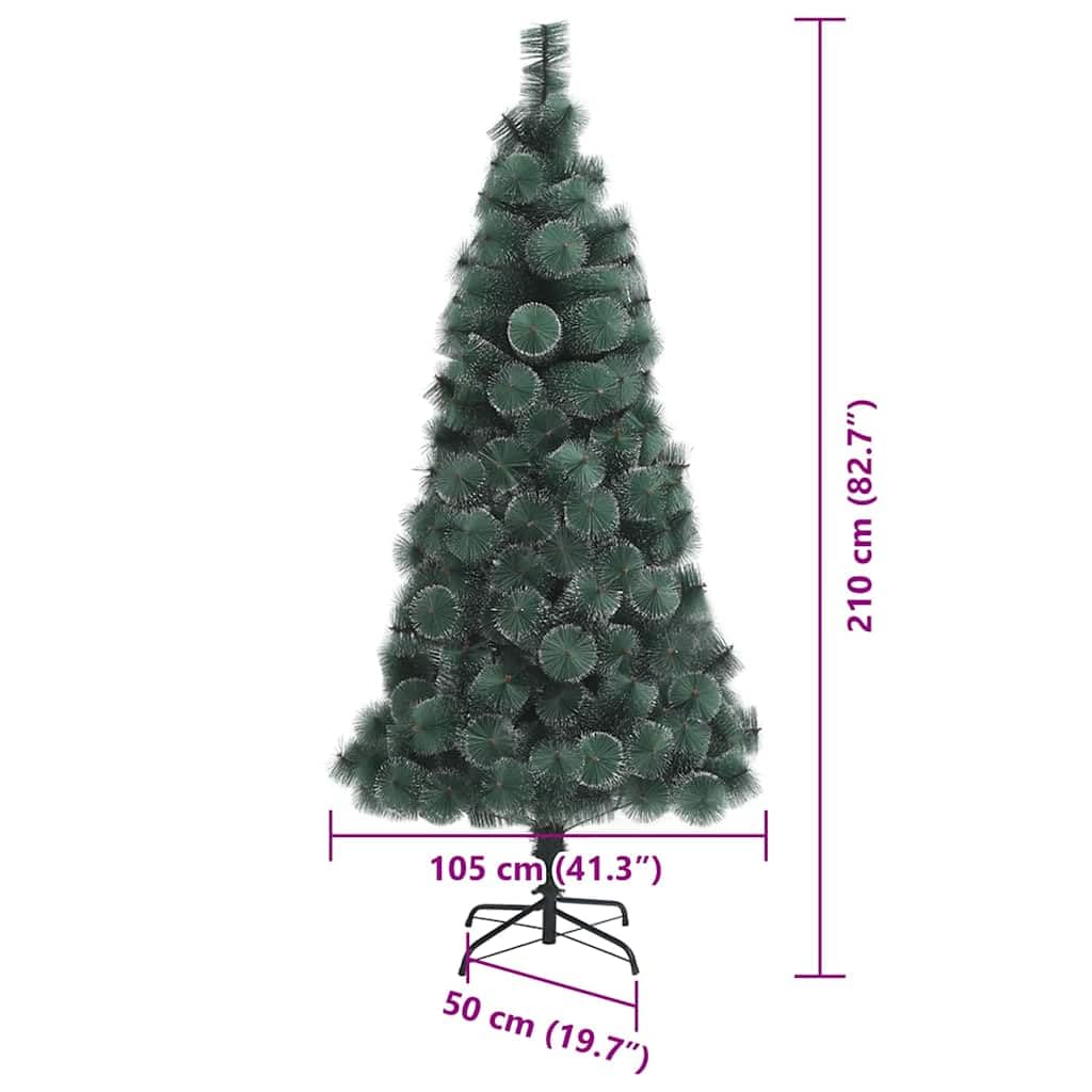 Árbol de Navidad artificial de 210 cm con luces LED preiluminadas, juego de bolas, verde, material PET, 300 puntas, alimentación USB, incluye soporte y punta, para interiores