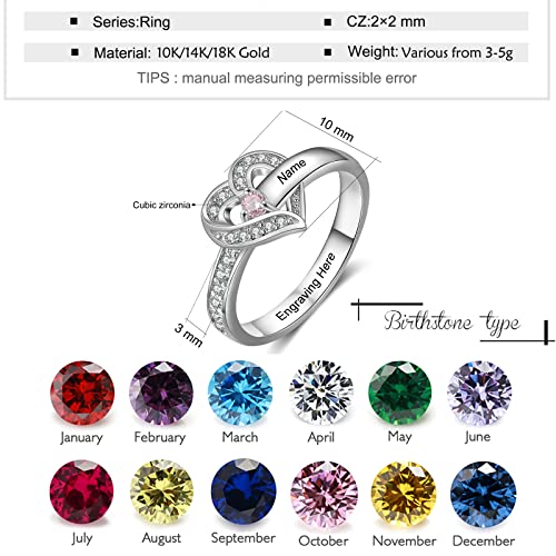 SOULMEET Personalized 10k 14k 18k Solid Gold Mother Rings – Custom 1-8 Family Names Heart Birthstone Ring- Gift for Mother Family4