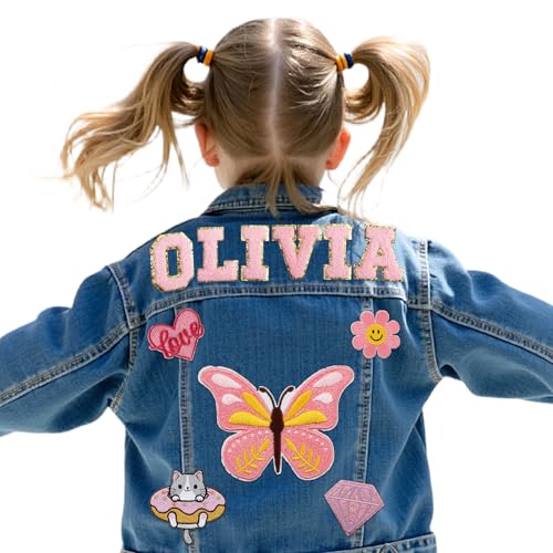 Custom Kids Jean Jacket with Name Embroidery - Personalized Toddler Denim Jacket 1-8 Years - Long Sleeve Fall Outfits Birthday Gifts
