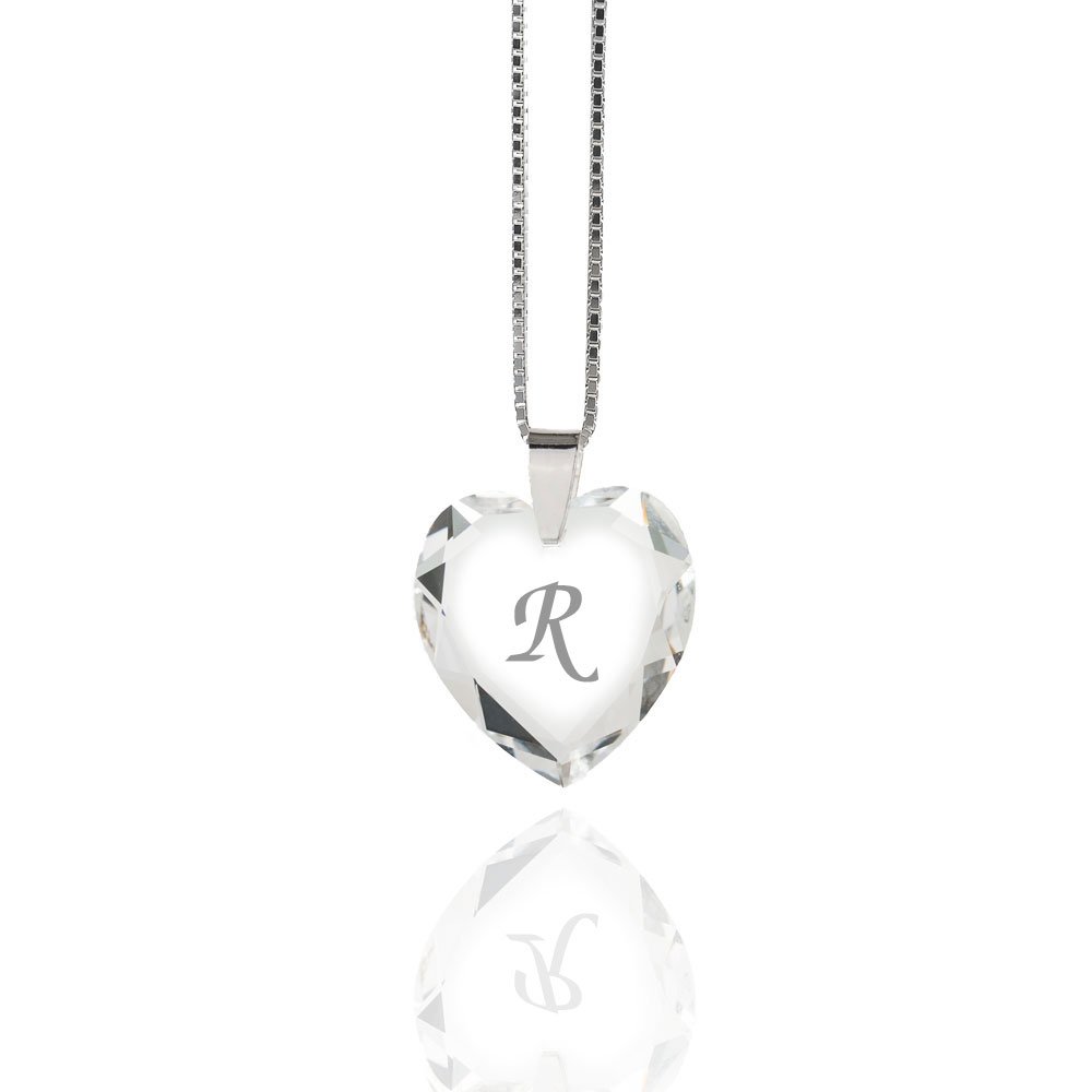 Kinder Halskette 925 Sterling Silber mit SWAROVSKI ELEMENTS Herz Crystal Buchstabe frei Auswahl