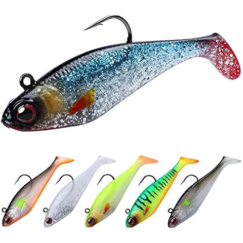 TRUSCEND Angelköder Gummifische Kunstköder Gummiköder Set Fische Angeln Forelle Zander & Barsch Köder Jigköpfe Cover