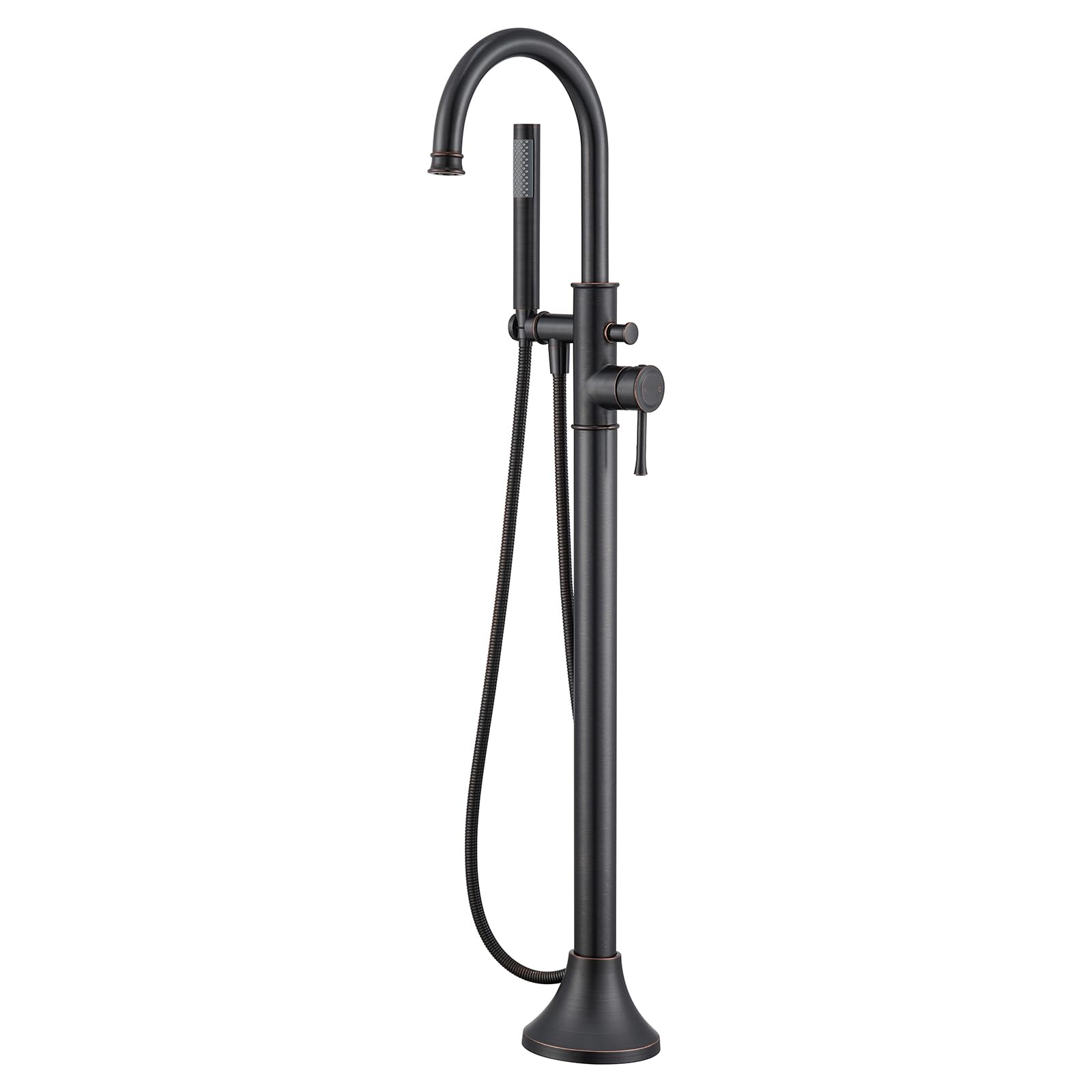 Free Standing Tub Faucet Oil Rubbed Bronze Freestanding Bathtub Faucet Floor Mount Brass Bathroom Tub Filler with Hand