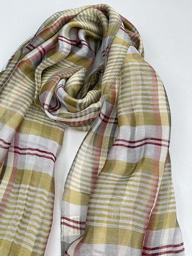 Women's Silk Wool Scarf - Multi-purpose Color-Woven Plaid Scarf/Shawl for Air-Conditioned Rooms4