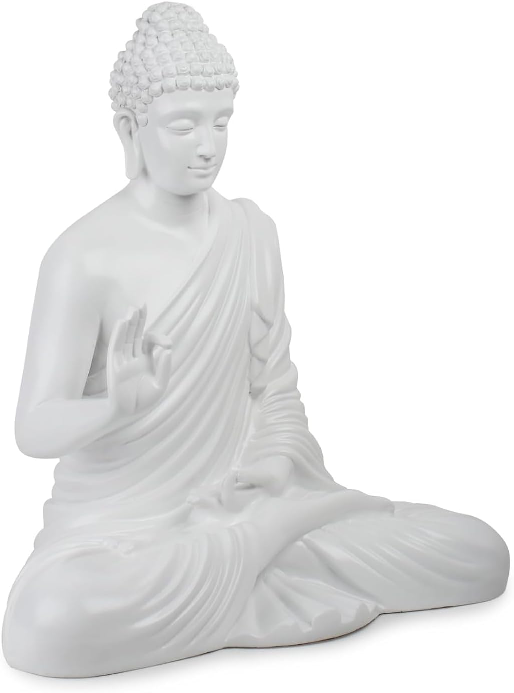 - GTBS DÉCOR 2 Feet Buddha Statue for Home Decor & Garden, Big Size Resin Fiber Glossy Buddha Idols, Decor Items for Home and Office (White Glossed)