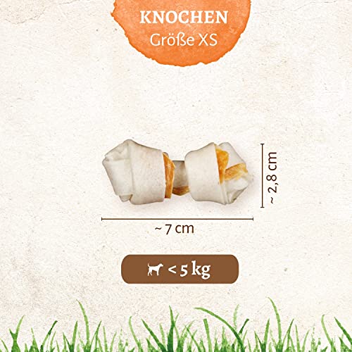 8in1 Delights Chicken Knochen XS - gesunde Kauknochen für mini Hunde, hochwertiges Hähnchenfleisch eingewickelt in Rinderhaut, 7 Stück