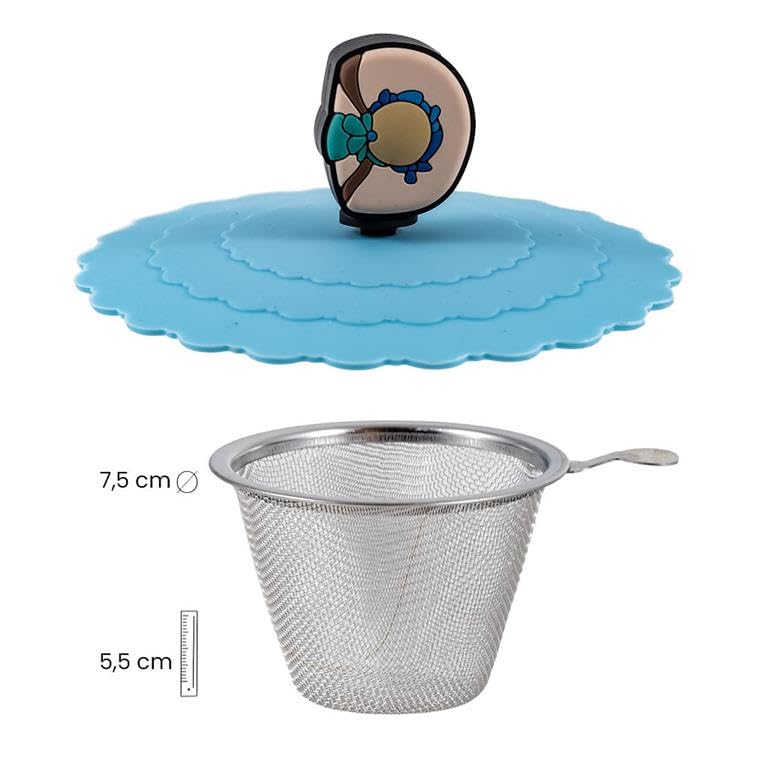 DRW Lot de 6 tasses à infusion avec filtre en acier inoxydable pour femme sur la plage. Tasse : 8 x 8 x 10 cm