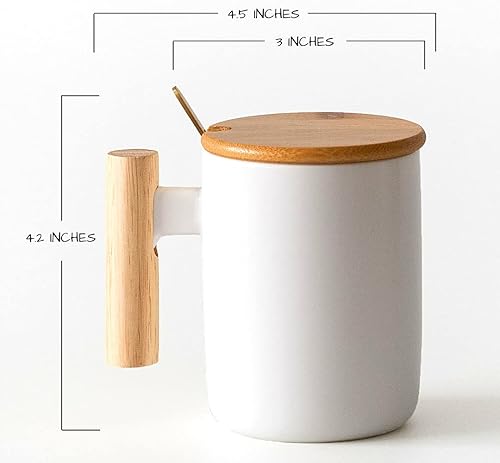 Miniatura 6 de Caja de regalo de taza de café con mango de madera, vaso de cerámica con tapa de bambú y cuchara para agitar, empaquetado para regalo, regalos de