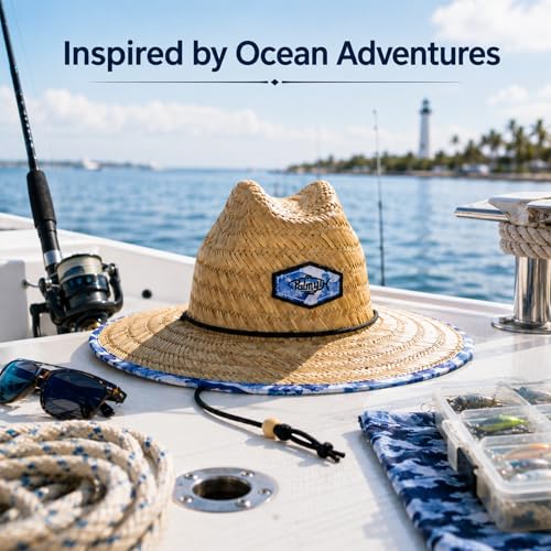 Image of Palmyth Straw Hat for Men & Women Sun Hats, Beach Hat, Fishing Hat Wide Brim UPF 50+ Sun Protection