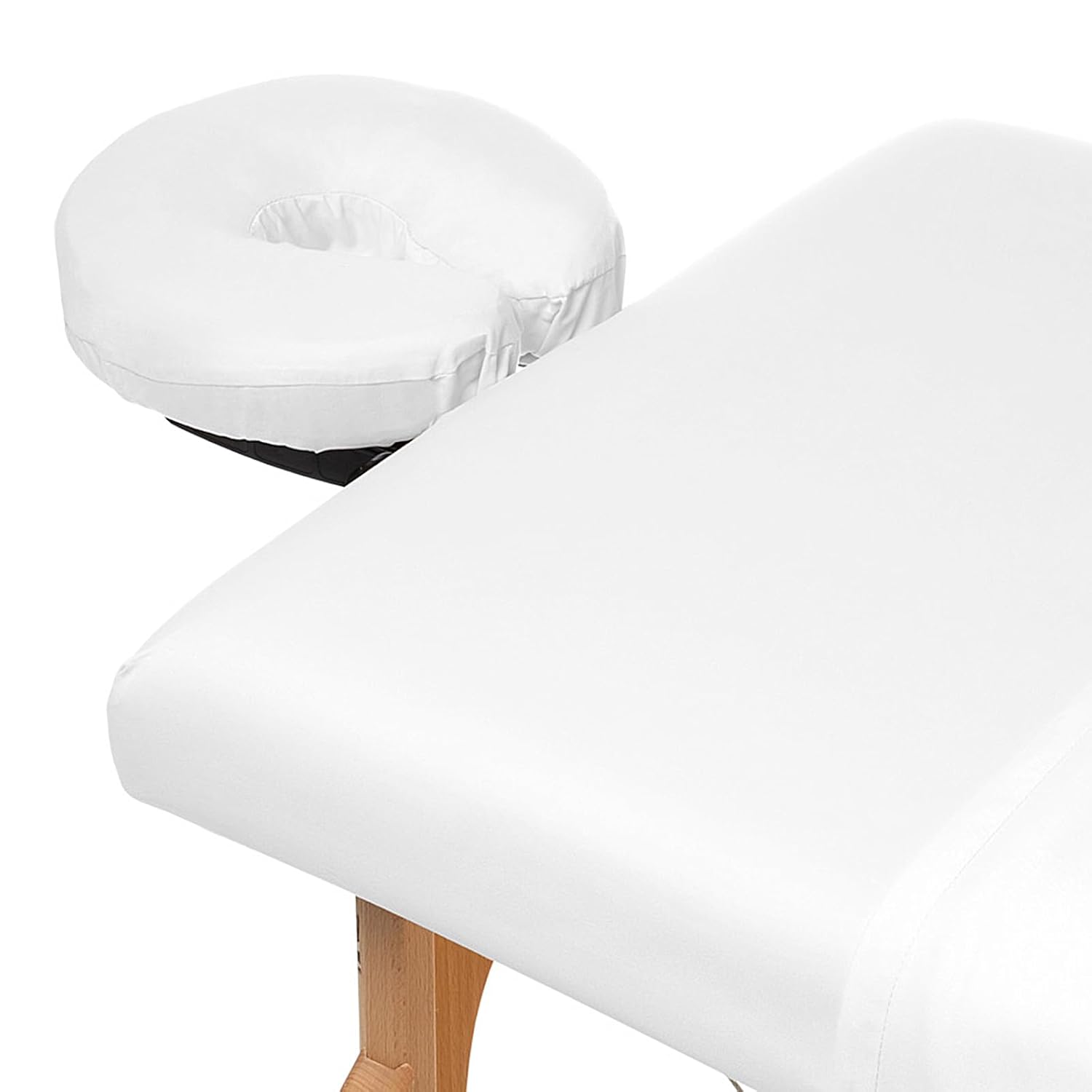 Saloniture 3-Piece Microfiber Massage Table Sheet Set - Premium Facial Bed Cover - Includes Flat and Fitted Sheets with Face Cradle Cover - White