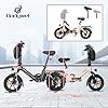 Bodywel T16PRO Bicicleta Eléctrica Plegable, 14" Portable E-Bike, City EBike con 4.5 Pulgadas Pantalla LED, Batería 36V/7.8Ah, Frenos de Doble Disco y Suspensión Delantera, Unisex Adulto (Negro) #4