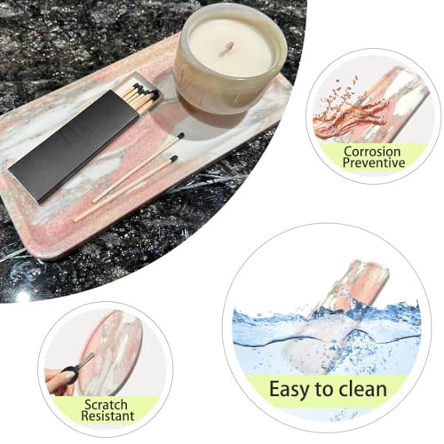 Bandeja de mármol rosa natural de lujo rectangular de 27x13 cm de piedra pulida 6
