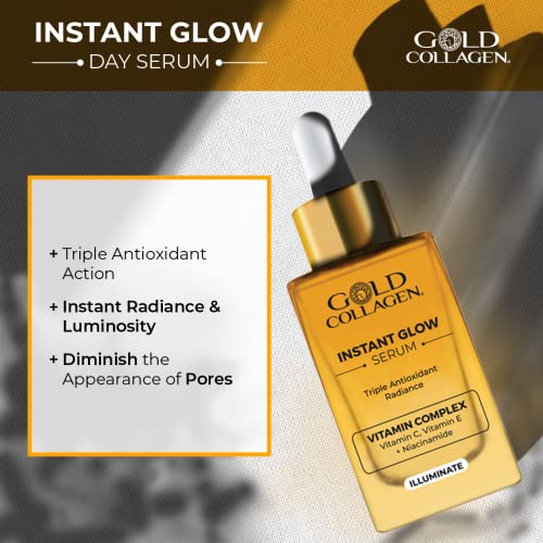 GOLD COLLAGEN Instant Glow, Vitamin C, Vitamin E, Glycerine & Niacinamide Serum Pore Minimizer & Moisturiser Skincare - Image 3