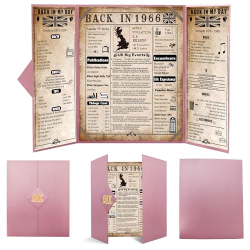 back in 1966 60th Birthday Gifts for Women Pink Tri-Fold Card Poster