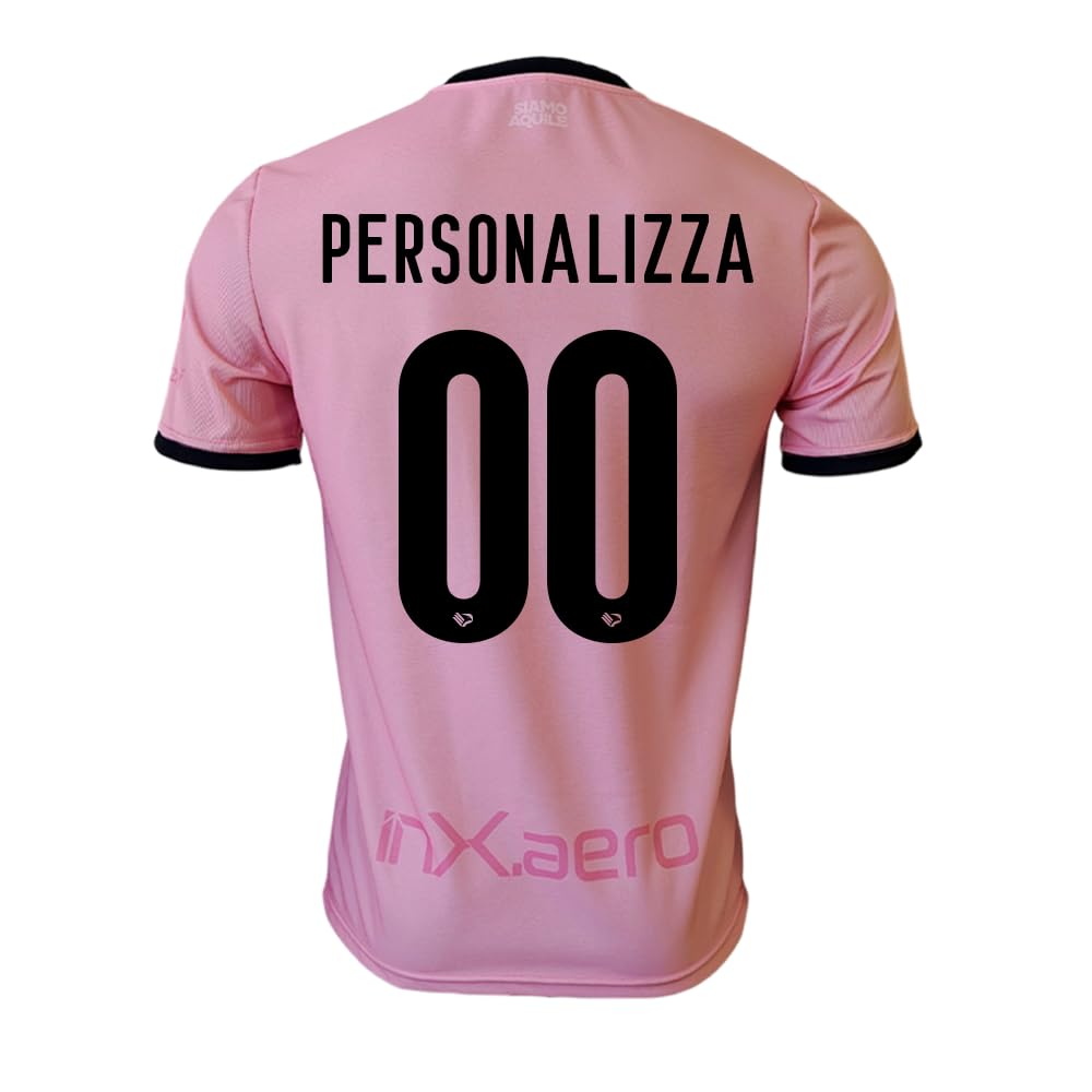 Maglia Ufficiale Personalizzabile, Rosa e Nera, 100% Poliestere, Taglie dalla 6Y alla XXL, Made in Italy