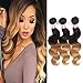 Produktbild Ombre Hair Weave Bundles Brazilian Body Wave Virgin Human Hair Bundles Ombre Weft Human Hair Body Wave 3 Bundles (14 16 18 Inches,1B/27 Colour)