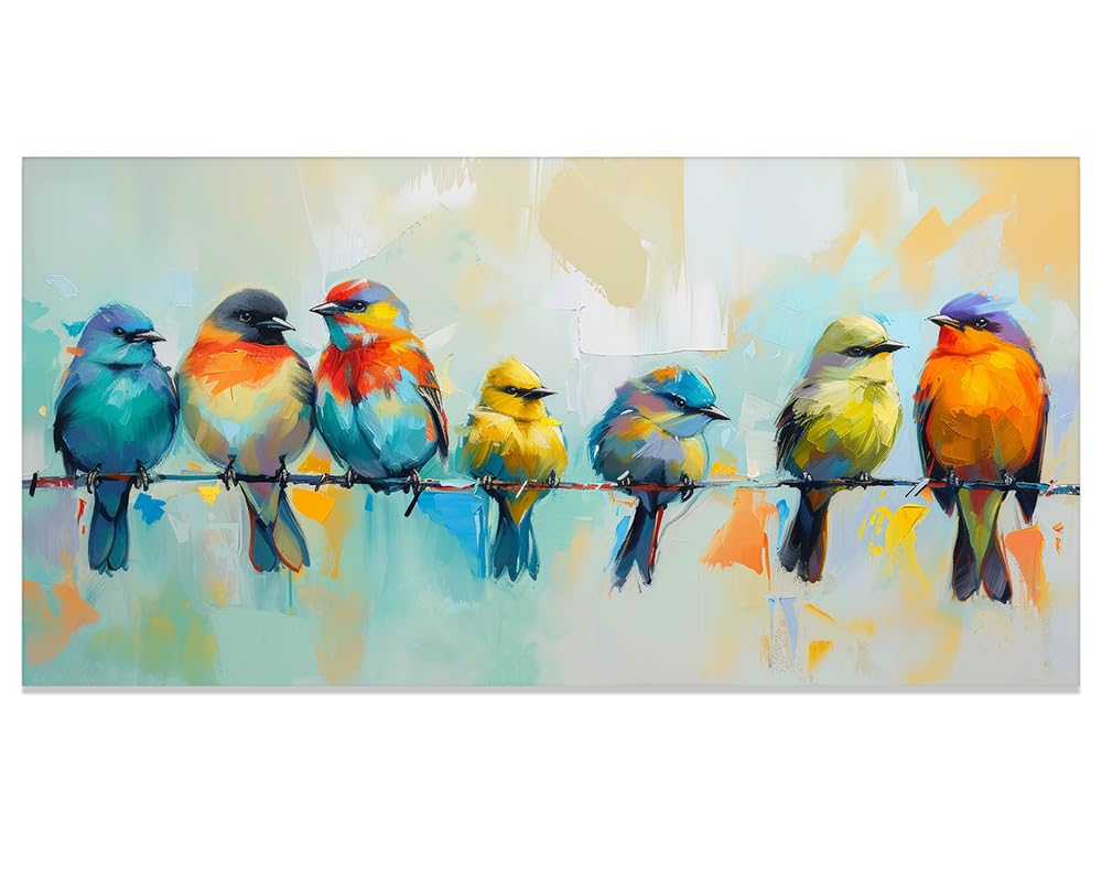 Amazon.com: Feathered Friends Colorful Abstract Bird Painting
