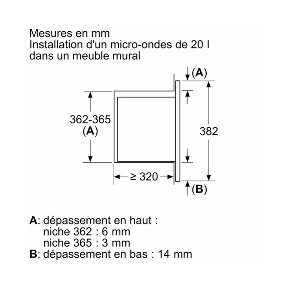 Bosch BFL523MB3F, Série 2, Micro-ondes, Encastrable, Noir