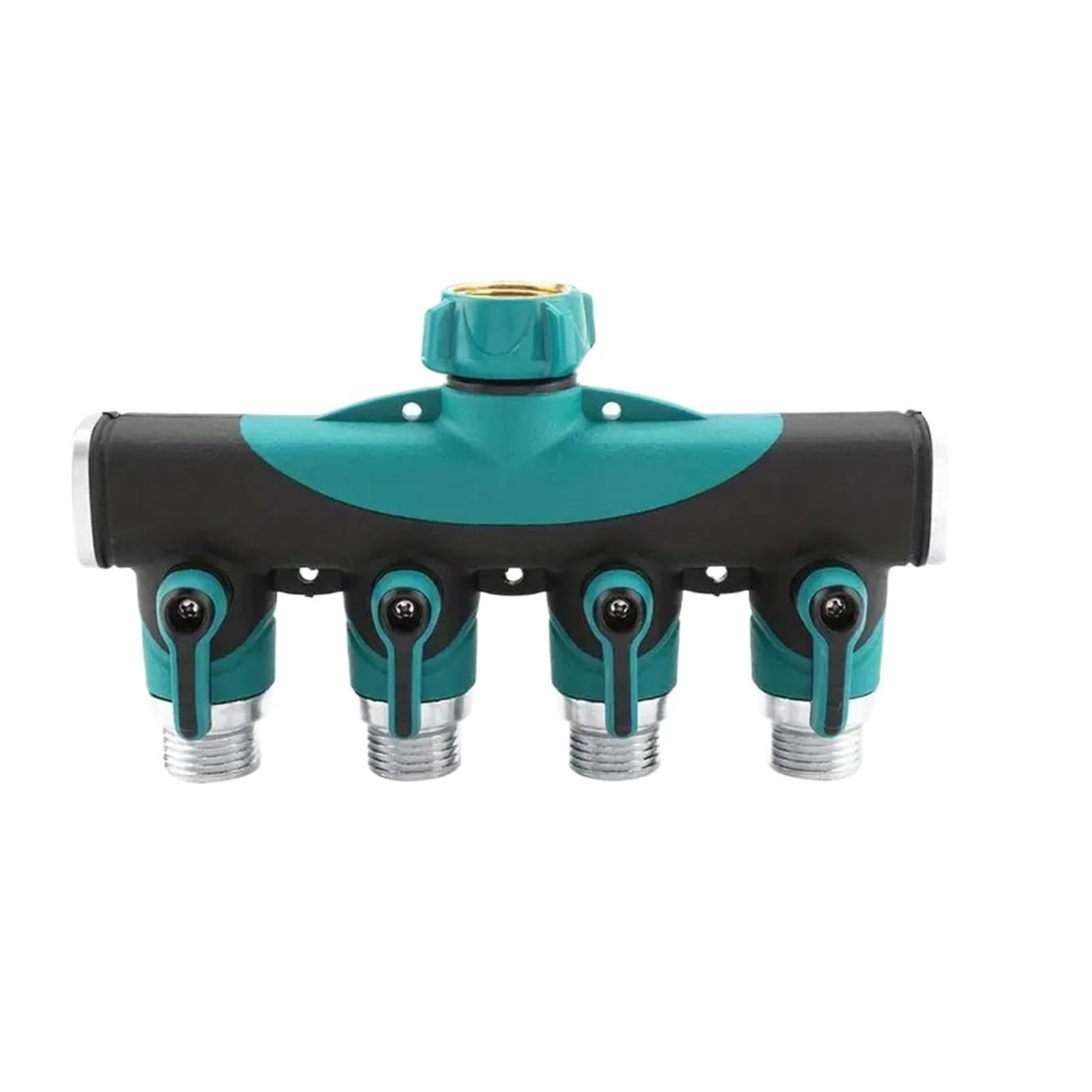 Conector de manguera 4 vías y 2 mangueras, adaptador grifo agua for jardín, válvula cierre Compatible con el hogar, estándar EE. UU., 3/4"(American 4 WAY)