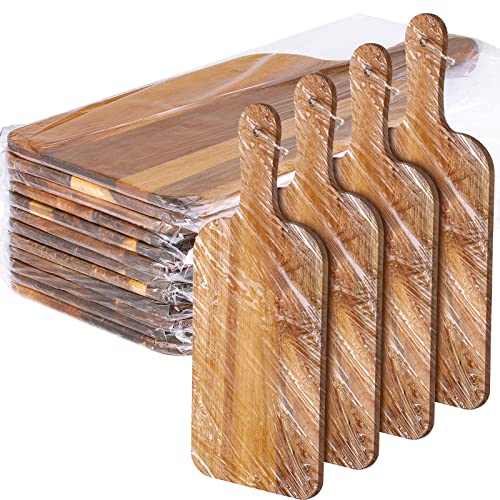 Set 12 tablas de cortar de madera Acacia con mango 38x18 cm miniatura 1