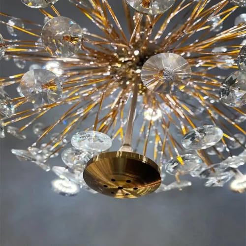 Image of Modern Crystal Chandelier for Living Room | Gold Firework Glass Pendant Ceiling Light,Size 500MM Jhumar for Dining Room, Bedroom & Hall | Decorative Starburst Flower Home Decor Lamp (Corona Shape )