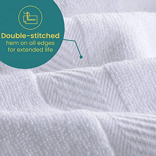 Pearl Linens Badetuch-Set, Baumwolle, 50,8 x 101,6 cm, weiß, leicht und sehr saugfähig, schnell trocknendes Handtuch-Set für Zuhause, Hotel, Spa, Fitnessstudio und Badezimmer, weißes Hotelhandtuch, 12 – Bild 3