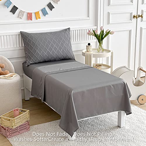 Aikasy Boho Toddler Bedding Set With Jacquard Plush And Ruffled Fringe - Comforter, Flat Sheet, Fitted Sheet, And Pillowcase - Suitable For Boys And Girls - Dark Grey #TOP5