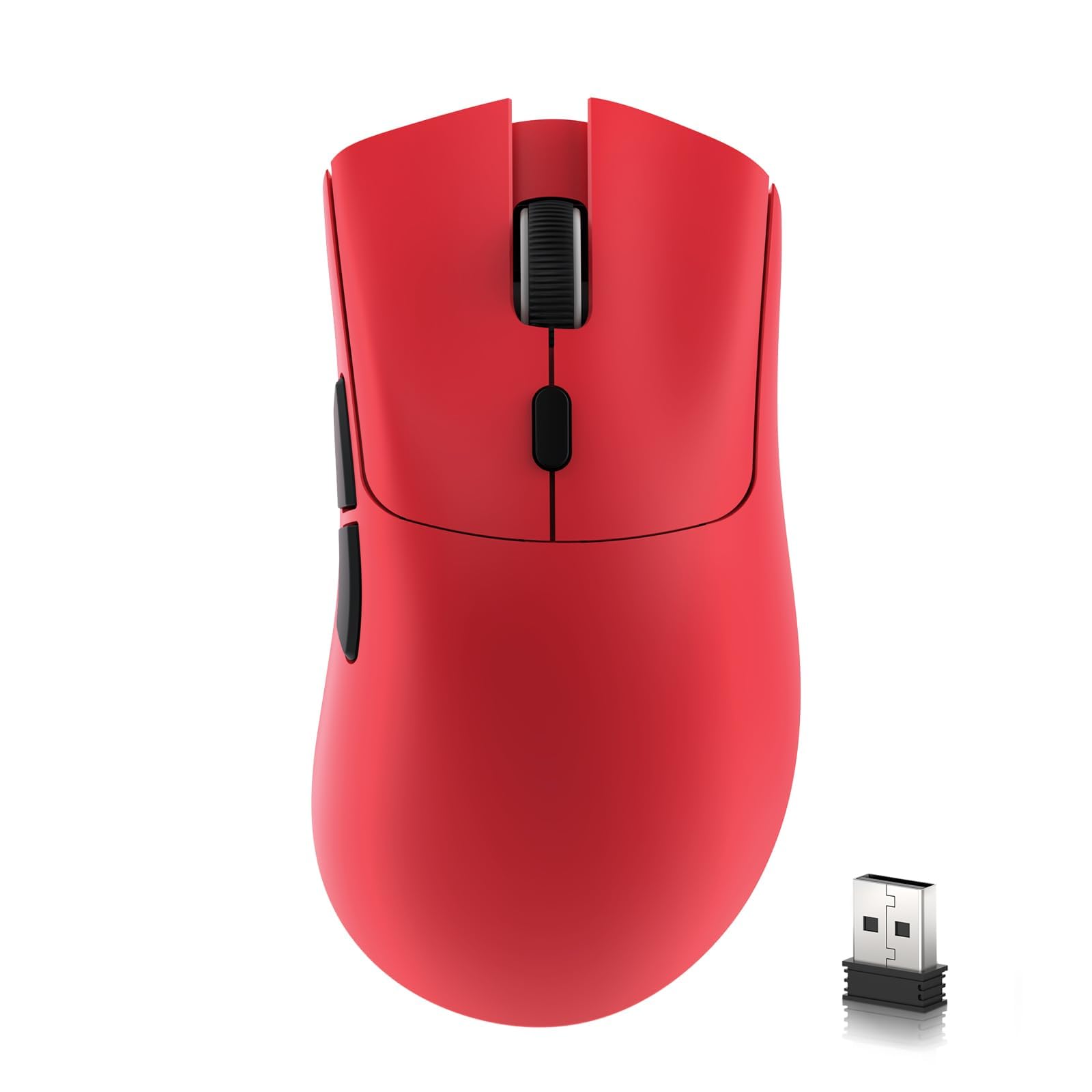 ATTACK SHARK R1 Wireless Gaming Mouse,Tri-Mode Connection (2.4G/Wired/BT5.2),55g Lightweight,18K DPI Optical Sensor,HUYU 20 Million Key Life,Ergonomic Design,for PC/Laptop/Win/Mac(Red)