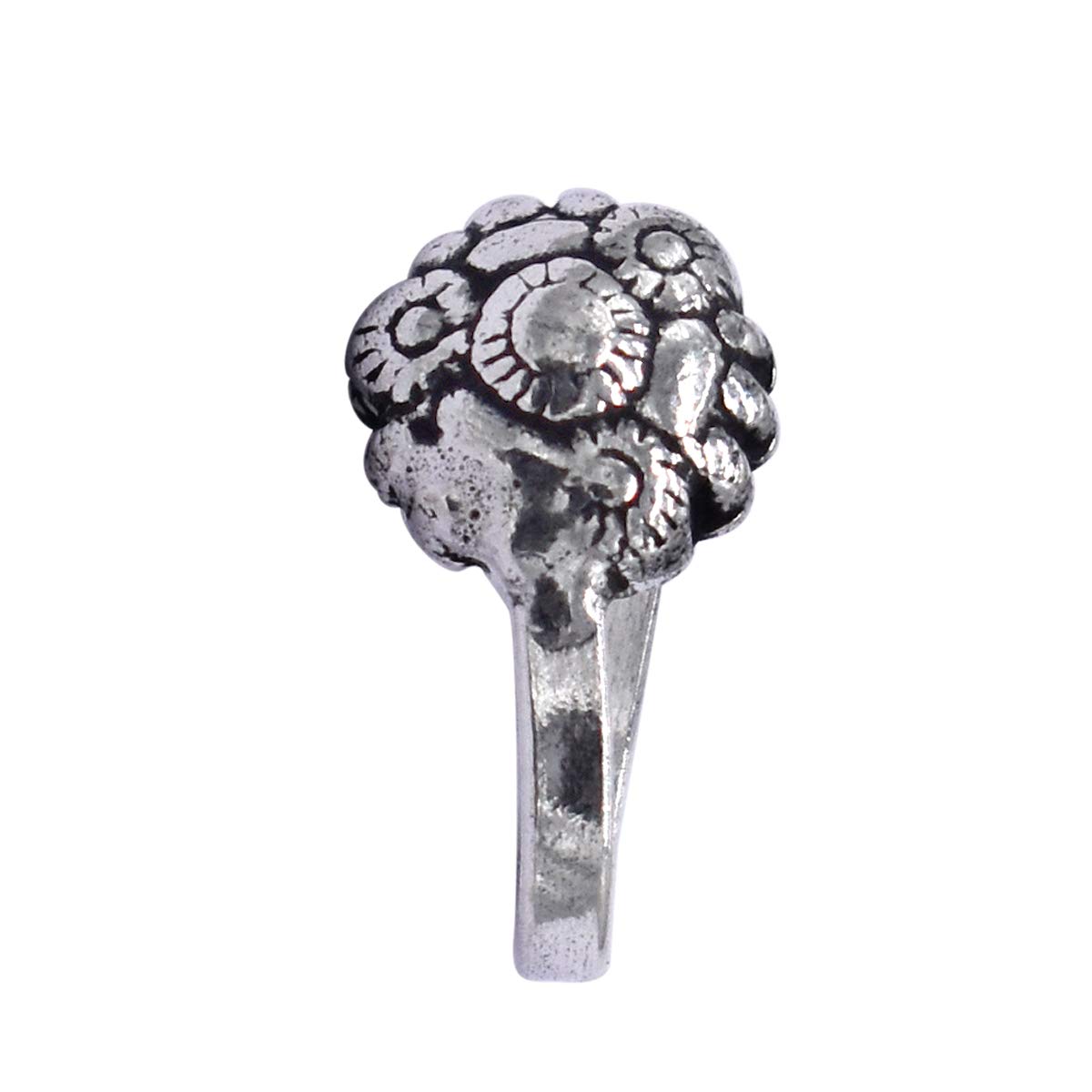 Jyesh Jewels German Silver Textured Flower Cluster Nose Pin-image-23