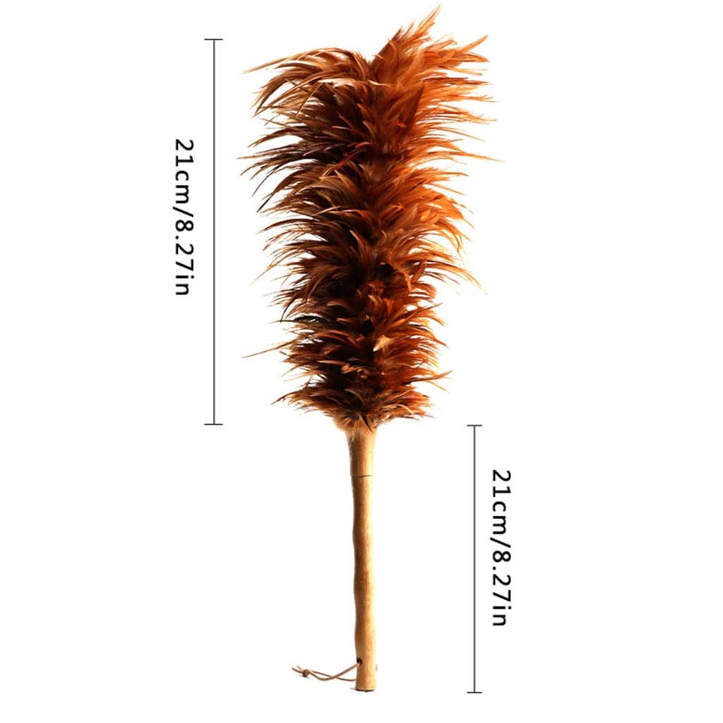 TOMYEUS Plumero Atrapapolvo Muebles de automóvil de Plumas de Pollo Muebles de Escritorio Polvo barriendo Polvo de Madera Mango de Madera Plumero de Limpieza (Color : A)