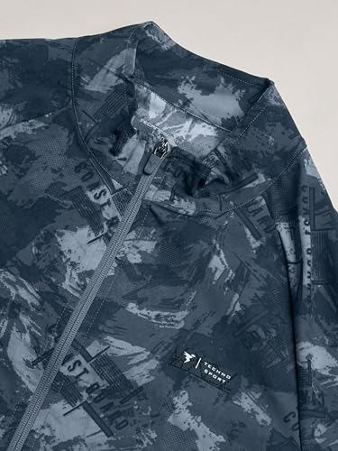 Image of TECHNOSPORT Men's Slim Fit All Over Print High Neck Jacket With TS-Flexi for Gym, Training, Winterwear
