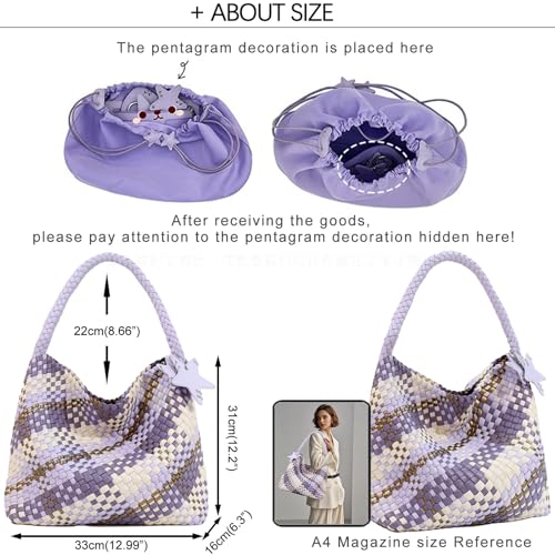 Image of Woven Tote Bag for Women, Shoulder Handbags, Beach Hobo, Handwoven Satchel Underarm Bag, Top-Handle Bag With Purses