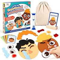 PP OPOUNT Social Emotional Learning Toy, Funny Faces Games with 28 Facial Expressions and 12 Emotional Flashcards, Preschool Learning Activities Toy to Express Emotions for Kids Age 3+