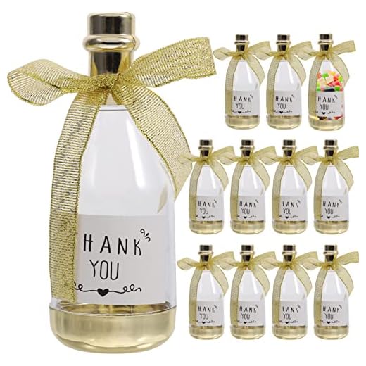 Toddmomy Mini Champagne Bottles Candy Bottle 12Pcs Candy Jars Plastic Small Plasic Champagne Glasses Bottles Container for Wedding Birthday Bachelorette Party Favors