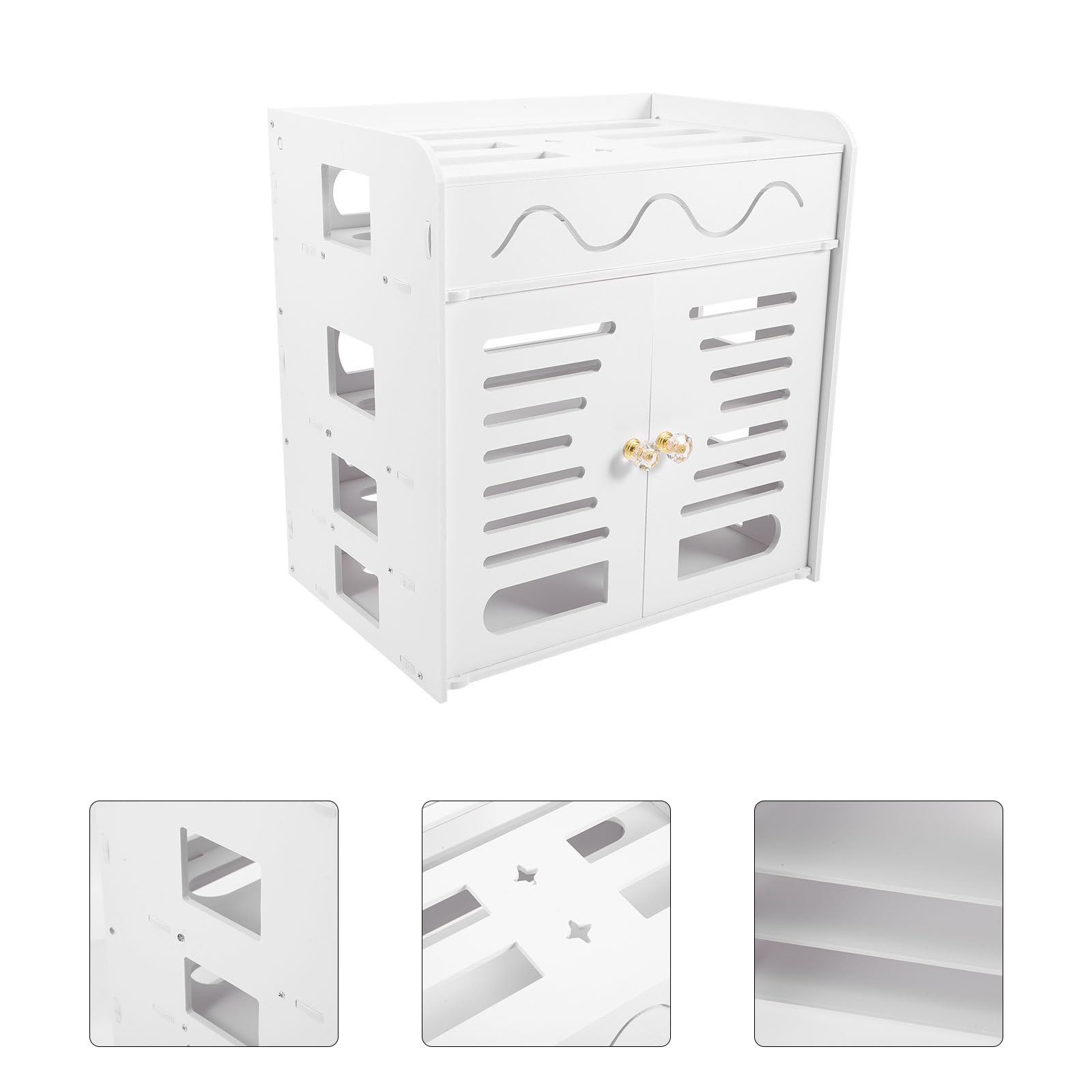 Scatola di Immagazzinaggio in Pvc Bianco per Router a 4 Strati Doppia Porta Organizzatore Cavi Pratico e Compatto per Casa e Ufficio