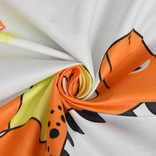 Image of COVE & HUES Cotton Diwan Set Covers |8 Pieces Diwan Cover Set|300 TC Fabric| Pure Cotton Printed Deewan Set (1 Single Bedsheet, 2 Bolster Covers, 5 Cushion Covers)|Dinasaur Toons|KC 25