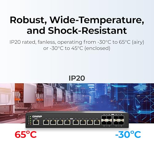 Image of QNAP QSW-IM3216-8S8T-US Industrial-Grade Managed Switch | 8-Port 10GbE SFP+ Fiber, 8-Port Full 10GbE RJ45