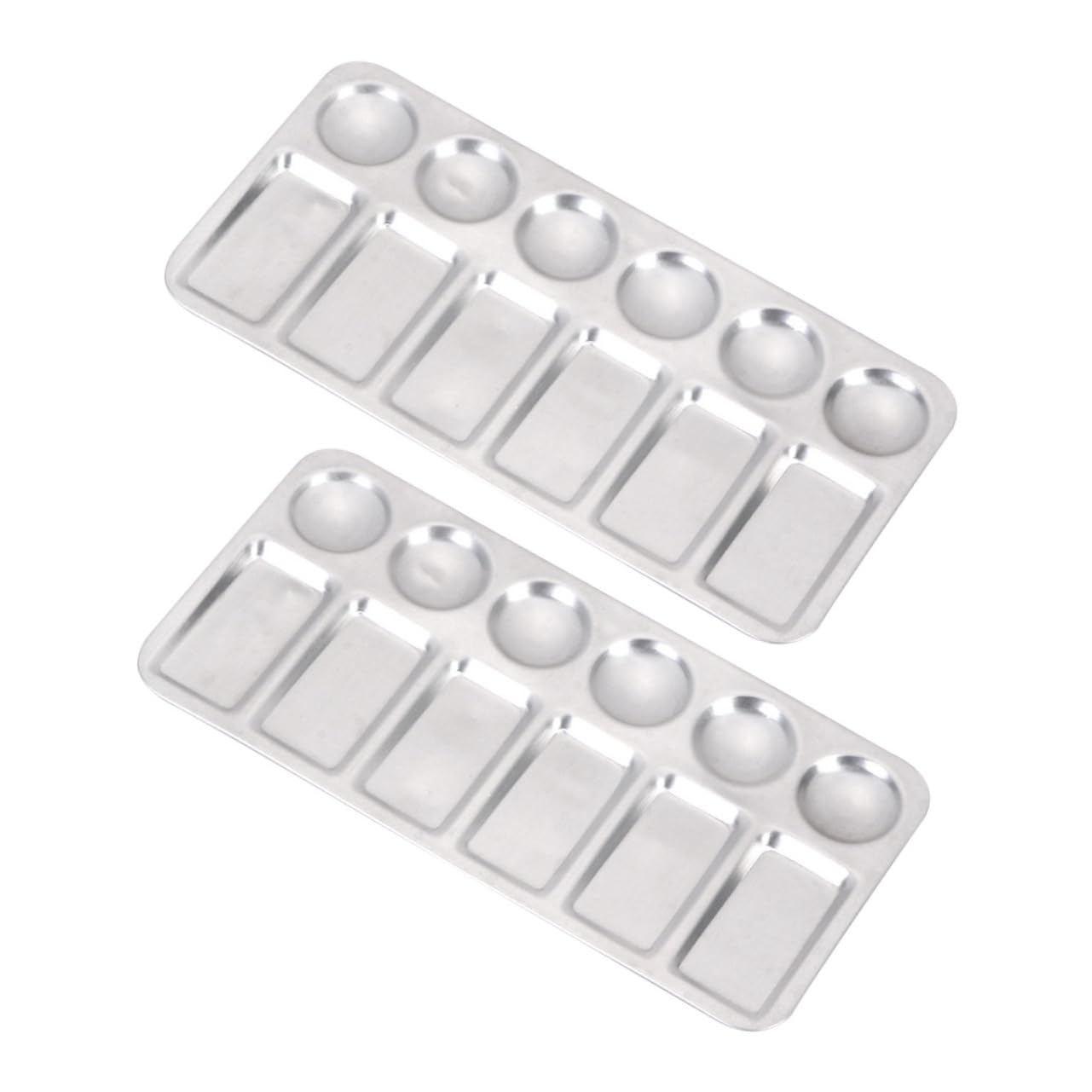 Homoyoyo 2pcs Aluminum Paint Tray Lightweight Easy Clean Mixing for Artists Students and Hobbyists Durable Device for Watercolor and Pigment Mixing