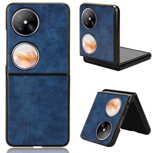 Kukoufey Compatible with Huawei Pocket 2 Case Cover,Retro PU Leather Ultra Slim Shockproof Compatible with Huawei Pocket 2 LEM-AL00 Case Blue