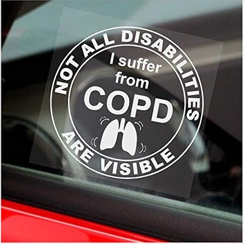 Platinum Place 1 x Sticker I Suffer from COPD Not All Disabilities Are Visible Disabled Lung Disease Awareness Window ROUND White on Clear Sign Car Badge Label Notice 100mm Cover