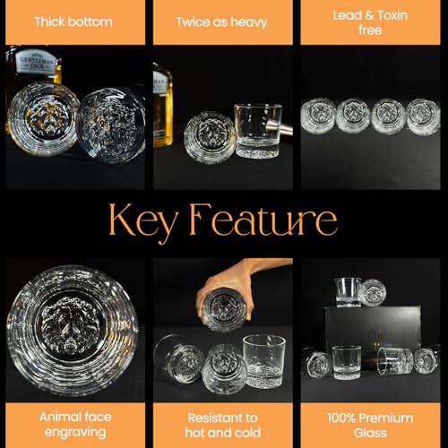 Image of Melbify Plain Lion Whiskey Glass Gift Set | 6 pcs Set | 300 ml | Ultra-Premium | Imported | Luxurious | Ideal for Wedding Gifts, Anniversary, VIP and Corporate Gifts