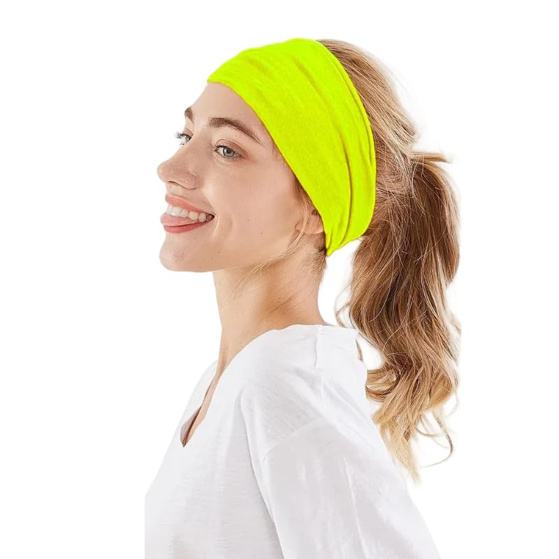 2PCS Milk Silk Headbands Yellow 9.5 * 22CM Soft Head Band,Stretchy Sport headbands for Unisex fitness,Running,Tennis - Image 4