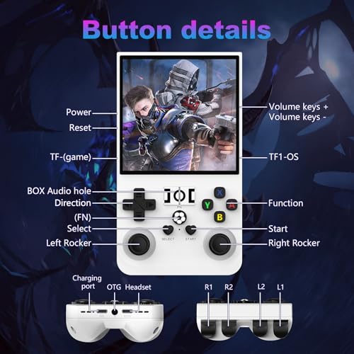 Image of R36MAX Retro Handheld Game Console, 4.0 Inch 720x720 IPS Screen, 128GB Built-in 22000+ Classic Game, Portable Hand Held Open Source Linux System, 4000mAh Battery Retro Gaming Console(White 128GB)