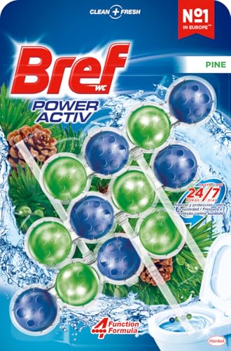 Bref Power Activ Natura Cesta WC (3 unidades), limpia baño para un WC siempre limpio y fresco, limpiador de baños con fórmula antical que elimina la suciedad