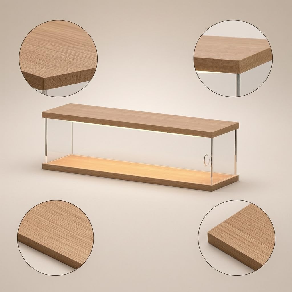 Vitrina Expositora para Colecciones, Expositor Metacrilato Apilable con Luz, para Coches a Escala 1:64 y 1:32 , para 12 Coches Modelo 1:64 en Vertical (con Puerta y luz Superior, apilable)