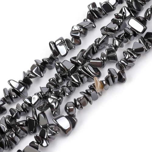 Image of 5-8mm Black Hematite Chips Natural Chip Stone Beads for Jewelry Making
