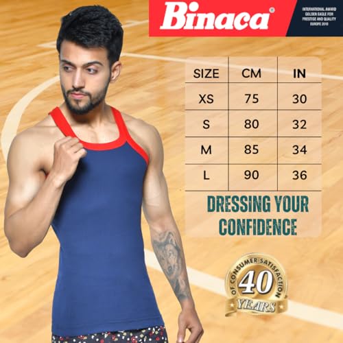 Image of Binaca Premium Men's Ribbed Vest, Pack of 3 & 5 Sleeveless Cotton Gym and Sports Vests for Men - Versatile Inner Vest and Sando Baniyan