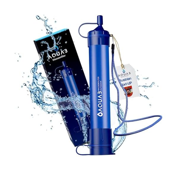 AQUAB® Waterfilter, outdoor, survival, militair, camping, voor 4500 liter drinkwater, verwijdert 99,99% van alle bacteriën en filtert virussen, deeltjes en zware metalen