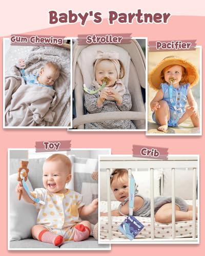 Image of babygoal Baby Pacifier Clips 8 Pack, Pacifier Holder Clips Fits for Most Pacifier and Binkies-Neutral Color 8PB25