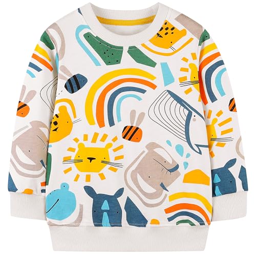 Image of AIWUHE Toddler Cotton Sweatshirt Boys Girls Pullover Long Sleeve Tops 2-6Y | Tops Blouse, Cotton T-Shirt, Fall Winter Clothes